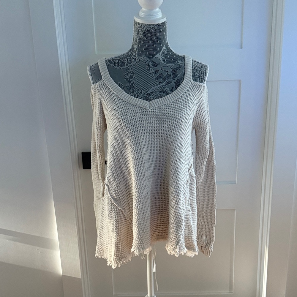 Free People Off-Shoulder Cream Sweater